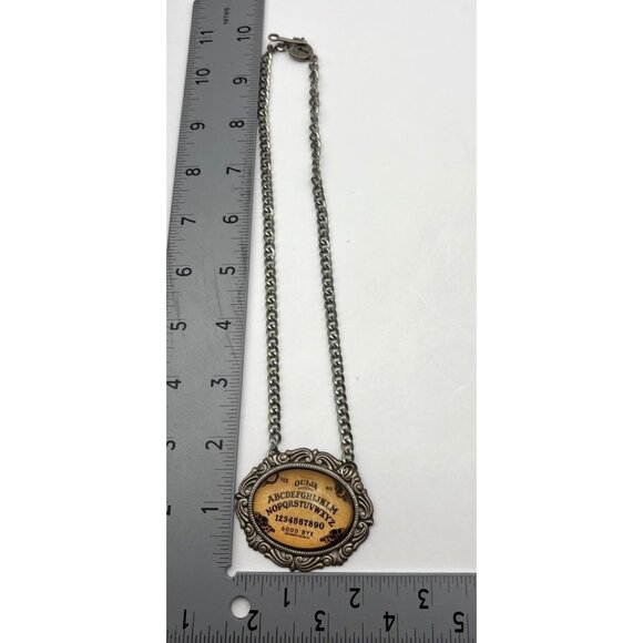 Ouija Board Pendant Necklace Silver Tone Choker Ornate Mystical Occult - Picture 4 of 6